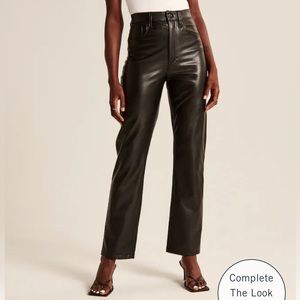 Abercrombie & Fitch Vegan Leather 90s Straight Pants Black size 27 regular